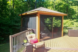 Vista One - Foldaway Series on a gazebo to keep the bugs away.